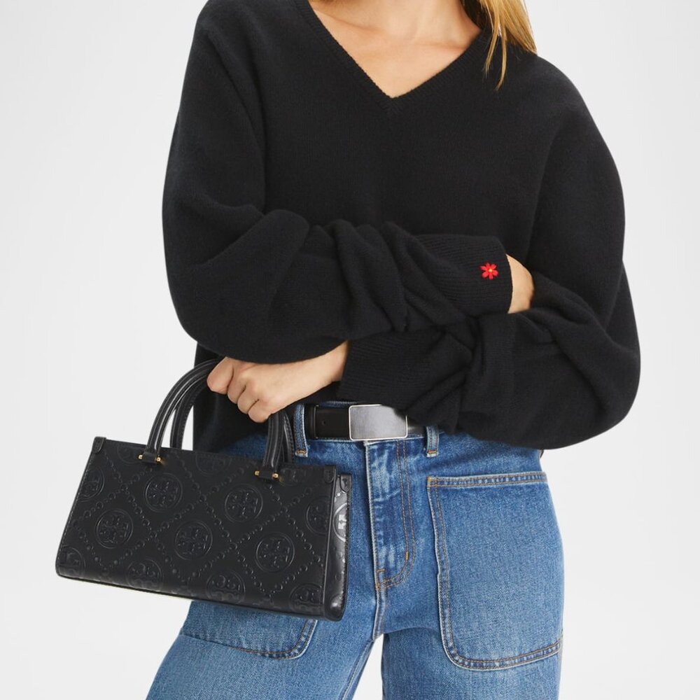 Tory Burch Small T Monogram Embossed East-West Top Handle Bag - Retail $490 - Picture 2 of 6